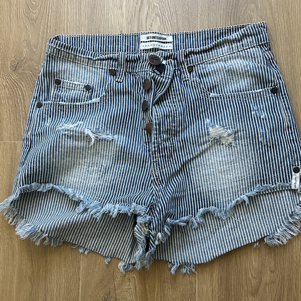 One Teaspoon outlaws denim shorts railroad Striped